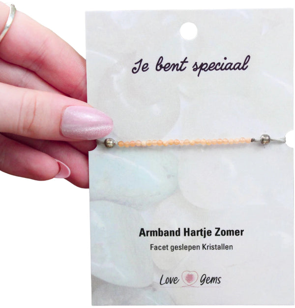 Hartje zomer armband Aventurijn perzik - Moederdag