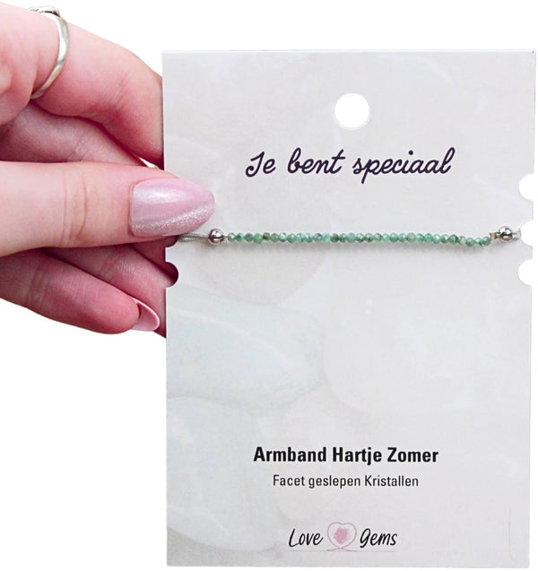 Hartje zomer armband Smaragd - Moederdag