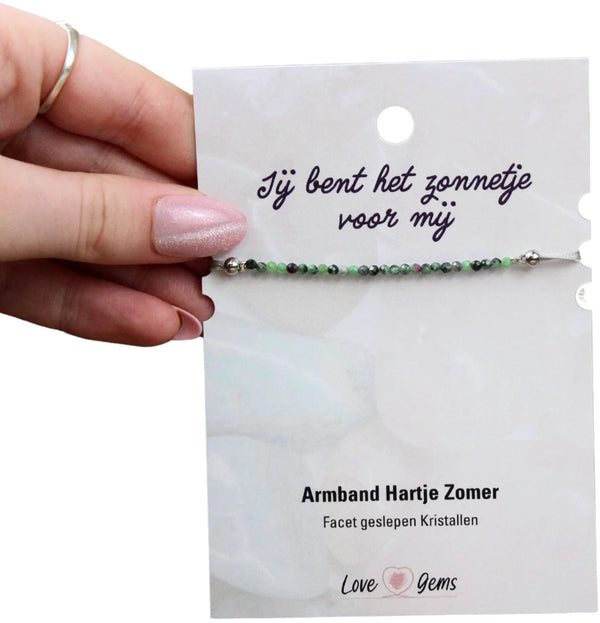 Hartje zomer armband Robijn in Zoisiet - Moederdag