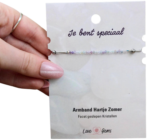 Hartje zomer armband Fluoriet regenboog - Moederdag