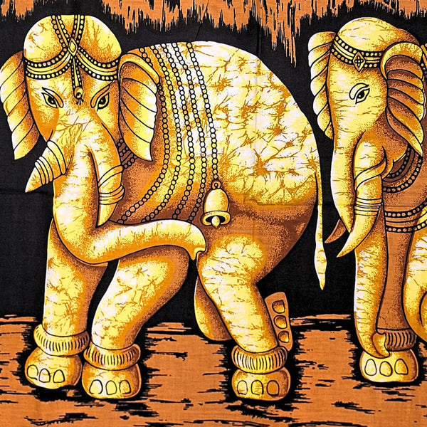 Olifanten Doek - Goudkleur - wandkleed 115 cm x54 cm
