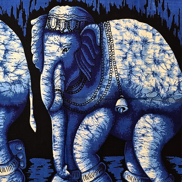 Olifanten Doek - Blauw - wandkleed 115 cm x54 cm - Blauw
