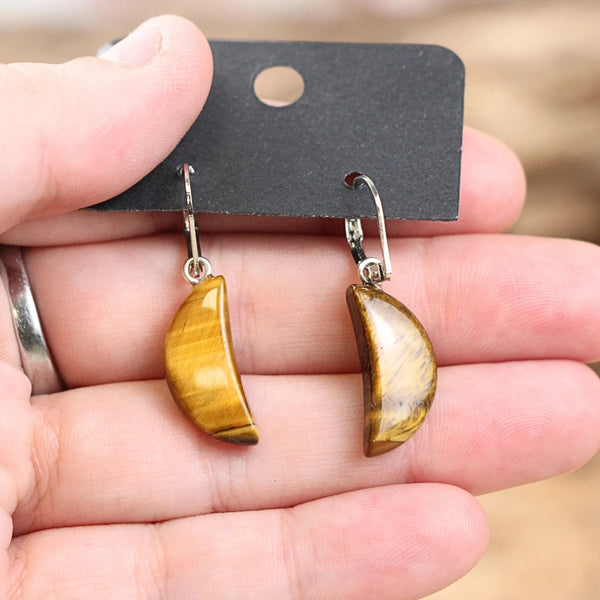 Tijgeroog Maan oorbellen - fashion jewelry