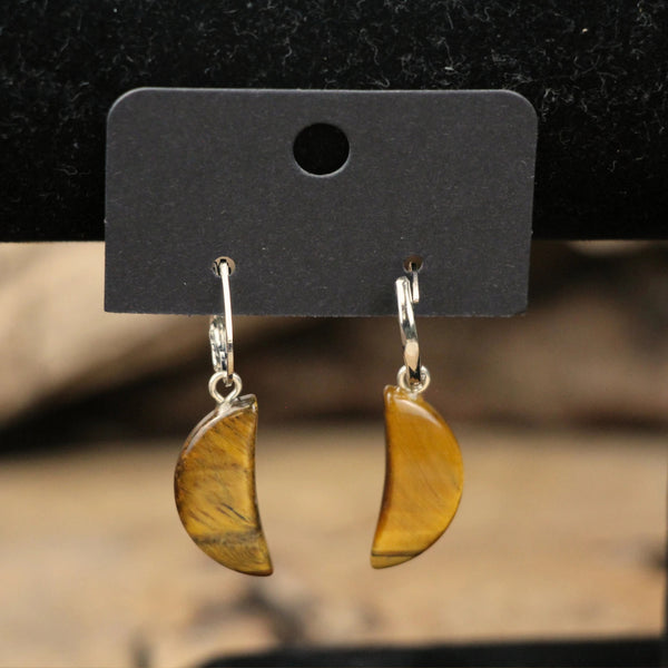 Tijgeroog Maan oorbellen - fashion jewelry