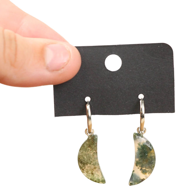 Agaat Mos Maan oorbellen - fashion jewelry
