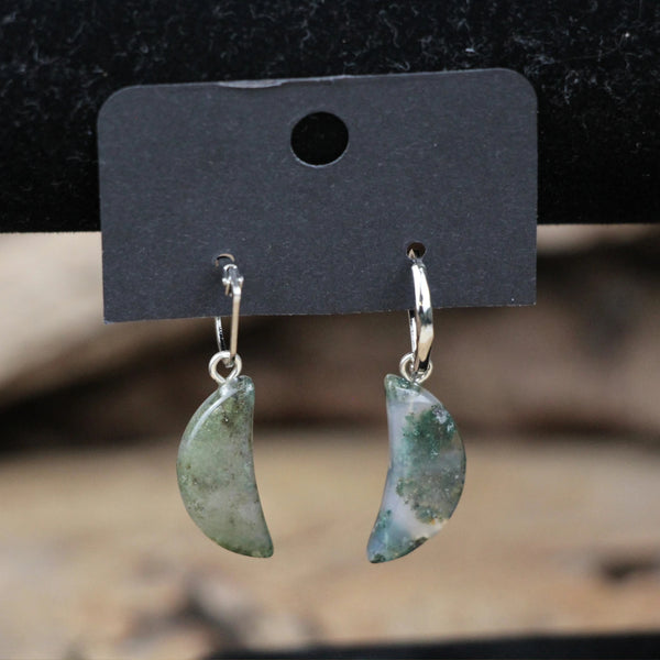 Agaat Mos Maan oorbellen - fashion jewelry