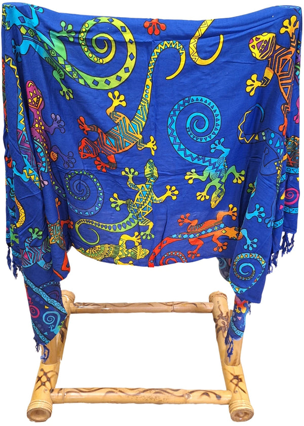 Om Namaste Sarong - 667 - Gekko's op blauw
