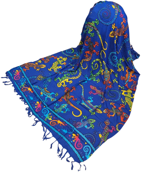 Om Namaste Sarong - 667 - Gekko's op blauw