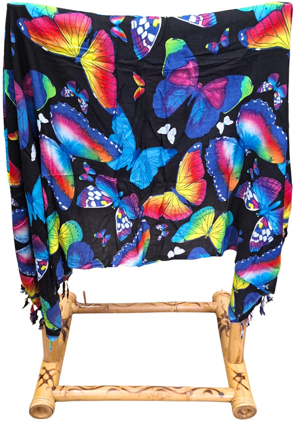 Om Namaste Sarong - 663 - Vlinders op zwart
