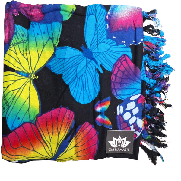 Om Namaste Sarong - 663 - Vlinders op zwart