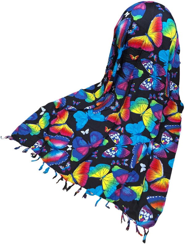 Om Namaste Sarong - 663 - Vlinders op zwart