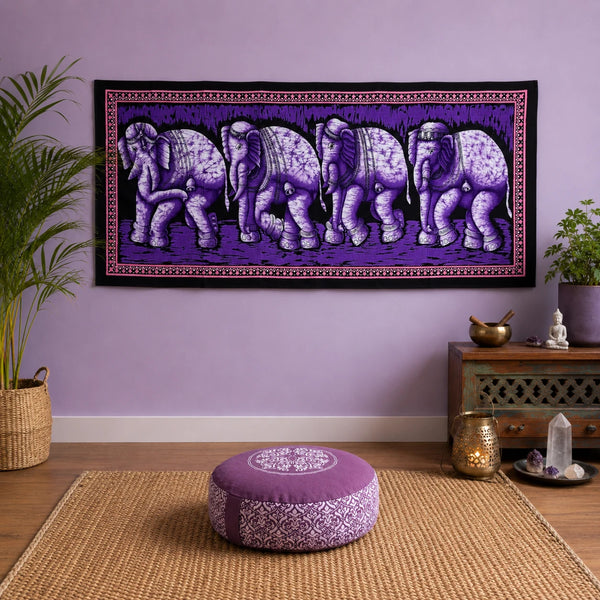 Olifanten Doek - Paars - wandkleed 115 cm x54 cm