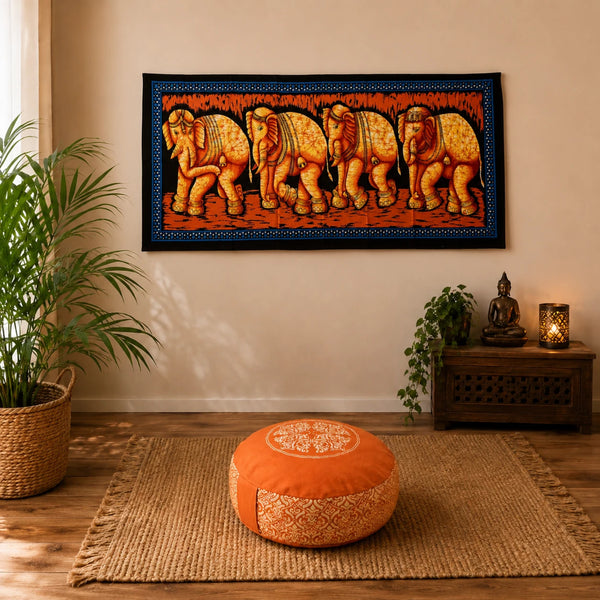 Olifanten Doek - Oranje - wandkleed 115 cm x54 cm
