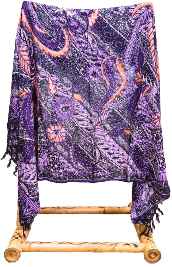 Om Namaste Sarong - 660 - Batik Paars en Oranje - Vuurvogel