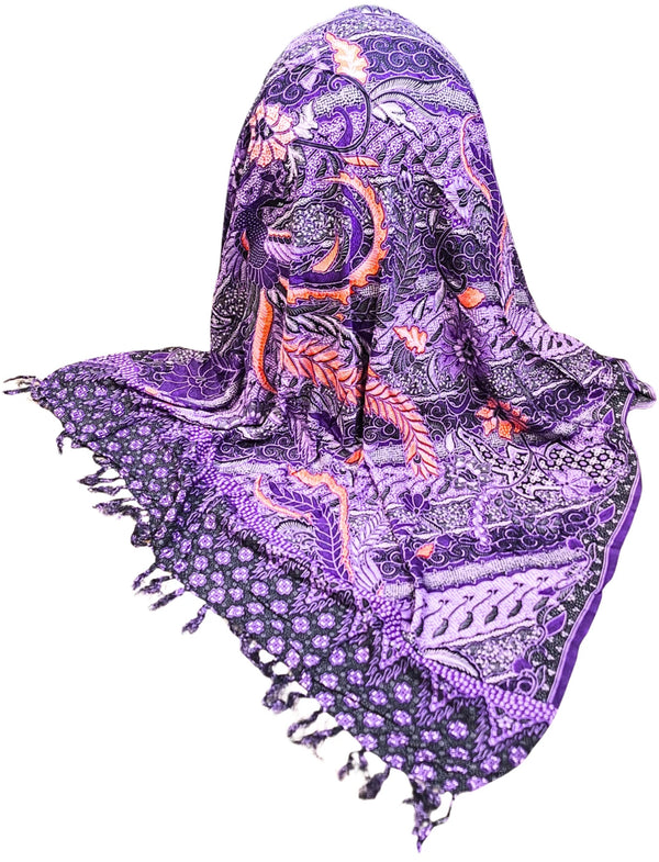 Om Namaste Sarong - 660 - Batik Paars en Oranje - Vuurvogel