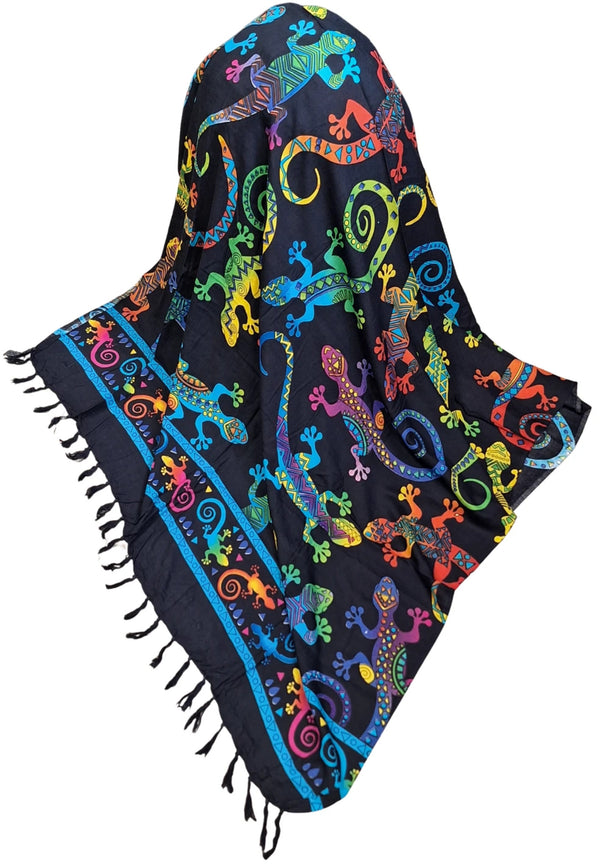 Om Namaste Sarong - 668 - Gekko's op zwart