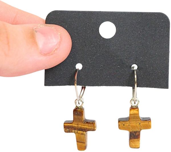 Tijgeroog kruis oorbellen - fashion jewelry