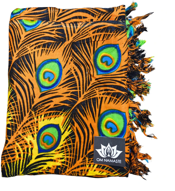 Om Namaste Sarong - 661 - Pauw Mandala - oranje & groen