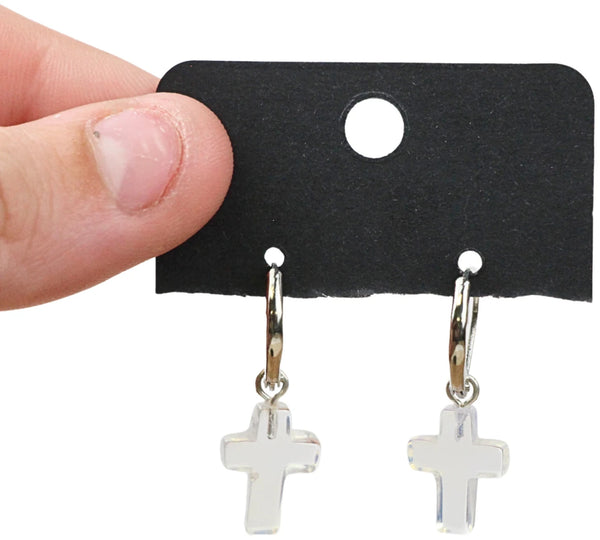 Bergkristal kruis oorbellen - fashion jewelry
