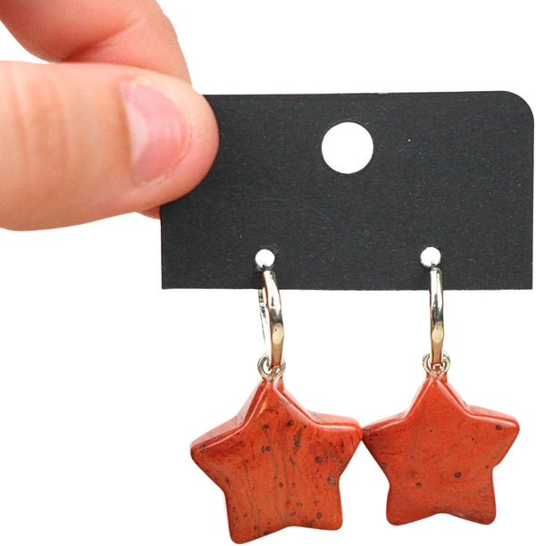 Jaspis rood ster oorbellen - fashion jewelry