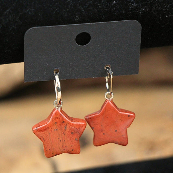 Jaspis rood ster oorbellen - fashion jewelry