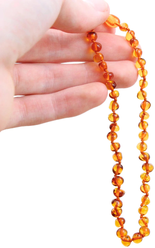 Barnsteen babyketting ronde kralen (Amber)