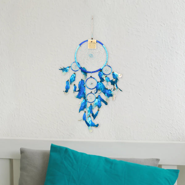 Dromenvanger 16 cm Blauw-Turquoise alleen veren