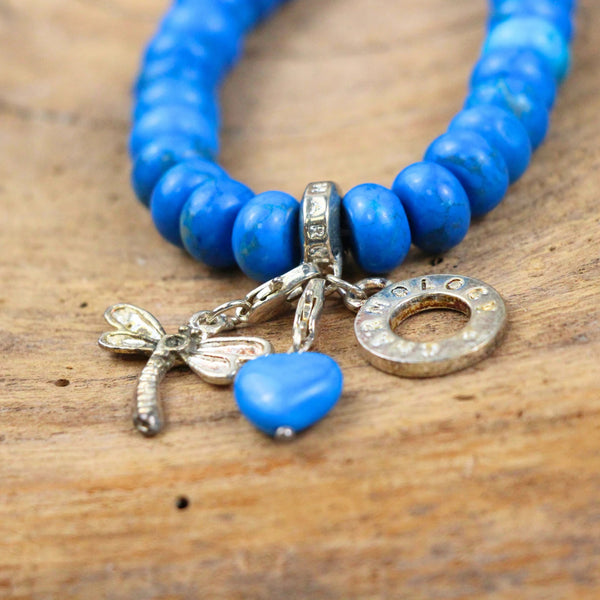 Armband Howliet blauw met bedels