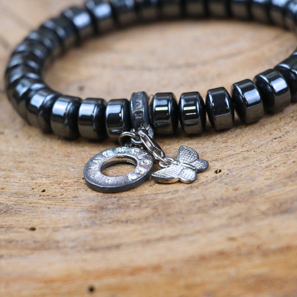 Armband Hematiet met bedels