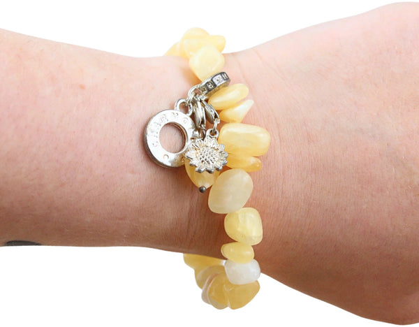 Split armband gele Calciet met bedels