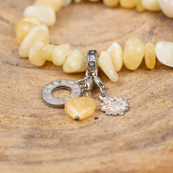 Split armband gele Calciet met bedels