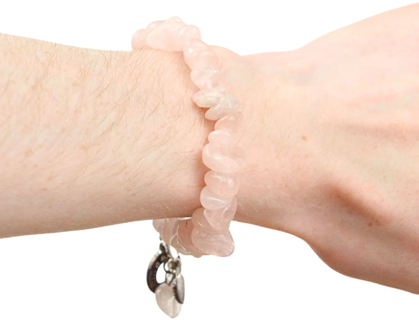 Split armband Rozenkwarts met bedels