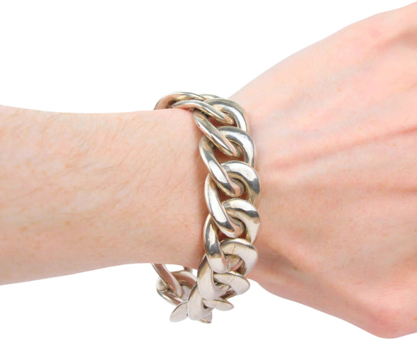 Zilveren dikke schakelarmband