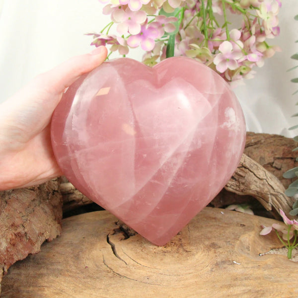 Rozenkwarts edelsteen hart XL nr.02