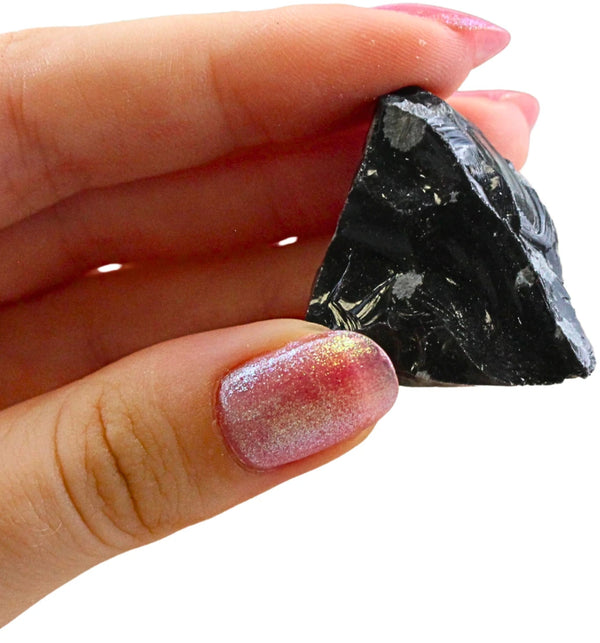 Obsidiaan sneeuwvlok 250 gr. ruwe brokjes