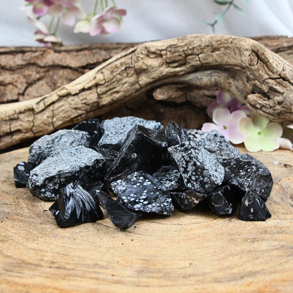 Obsidiaan sneeuwvlok 500 gr. ruwe brokjes