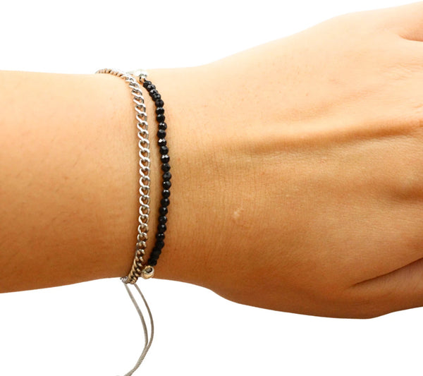 Toermalijn zwart sparkle armband met schuifknoop