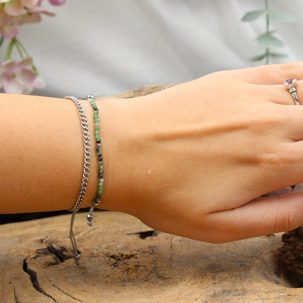 Robijn in Zoisiet sparkle armband met schuifknoop