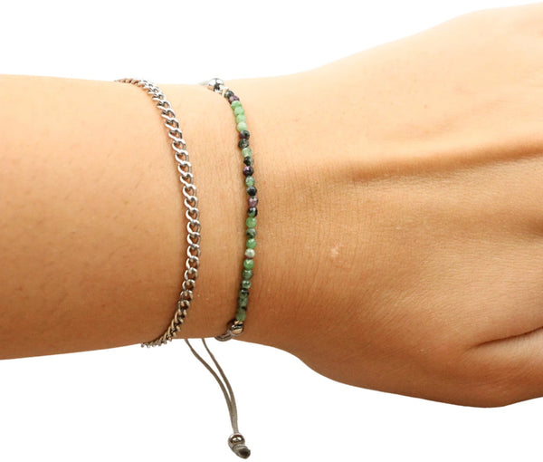 Robijn in Zoisiet sparkle armband met schuifknoop