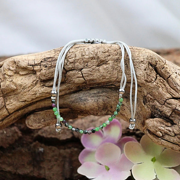 Robijn in Zoisiet sparkle armband met schuifknoop