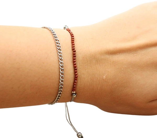 Jaspis rood sparkle armband met schuifknoop