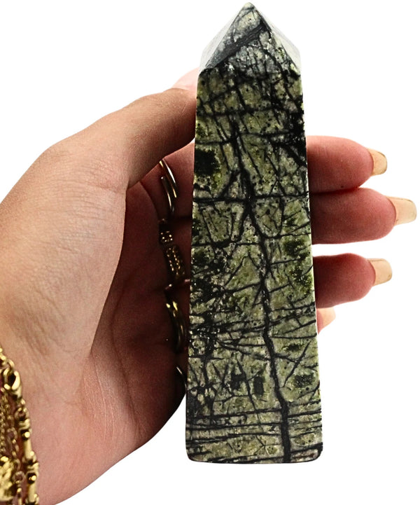 Serpentijn Jungle Jaspis Obelisk 12 X 3 X 3 Cm Afghanistan