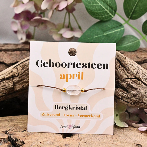Geboortesteen armband april - Bergkristal