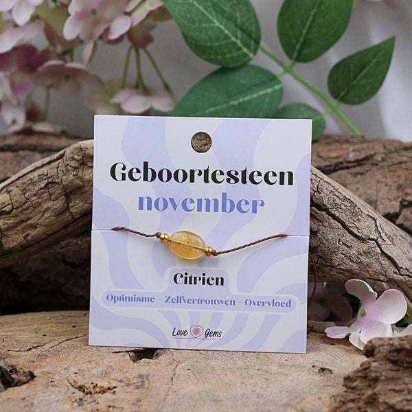 Geboortesteen armband november - Citrien