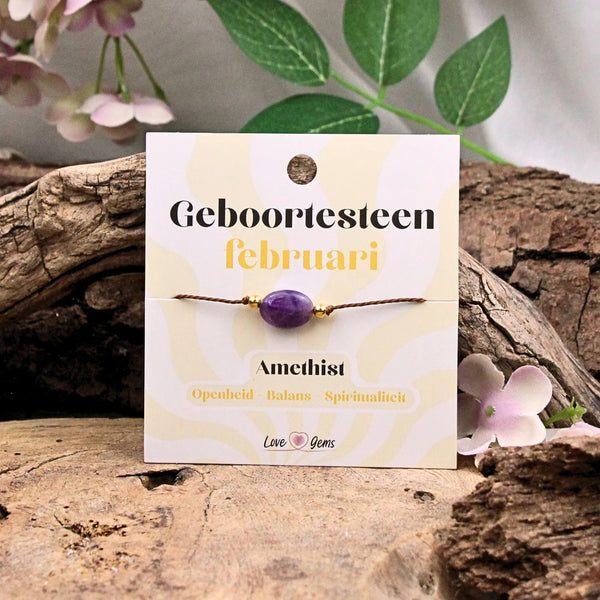 Geboortesteen armband februari - Amethist