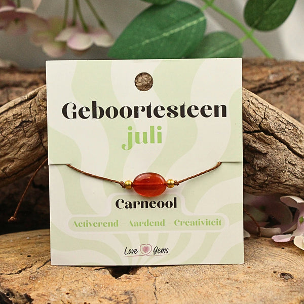 Geboortesteen armband Juli - Carneool