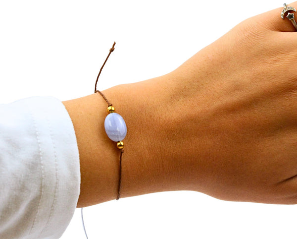 Geboortesteen armband december - Chalcedoon