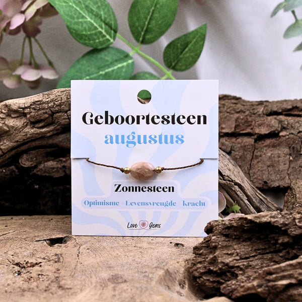 Geboortesteen Armband Augustus Zonnesteen Verstelbaar 1 X 2 Cm