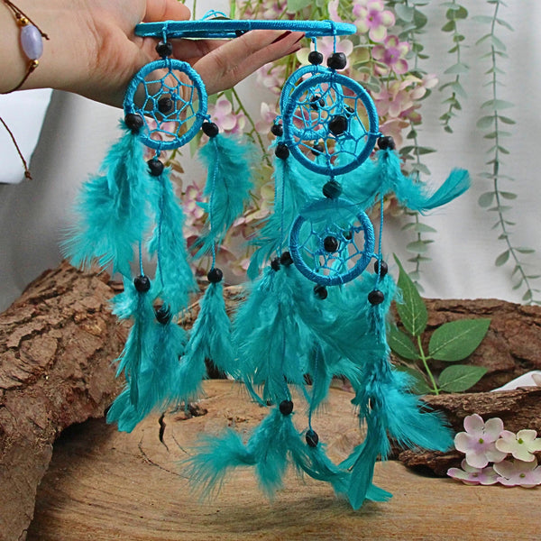 Dromenvanger - 11cm - Turkoois - alleen veren - Dreamcatcher