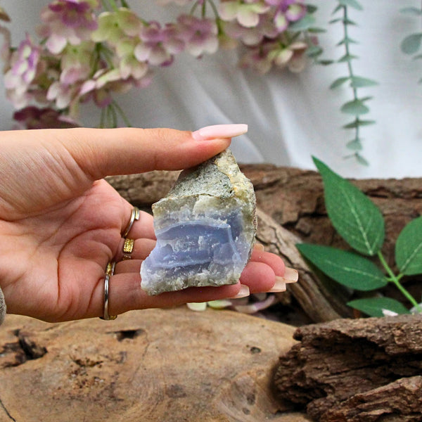 Chalcedoon Blauw Ruwe Edelsteen 5 X 4 X 8 Cm Malawi Nr.13